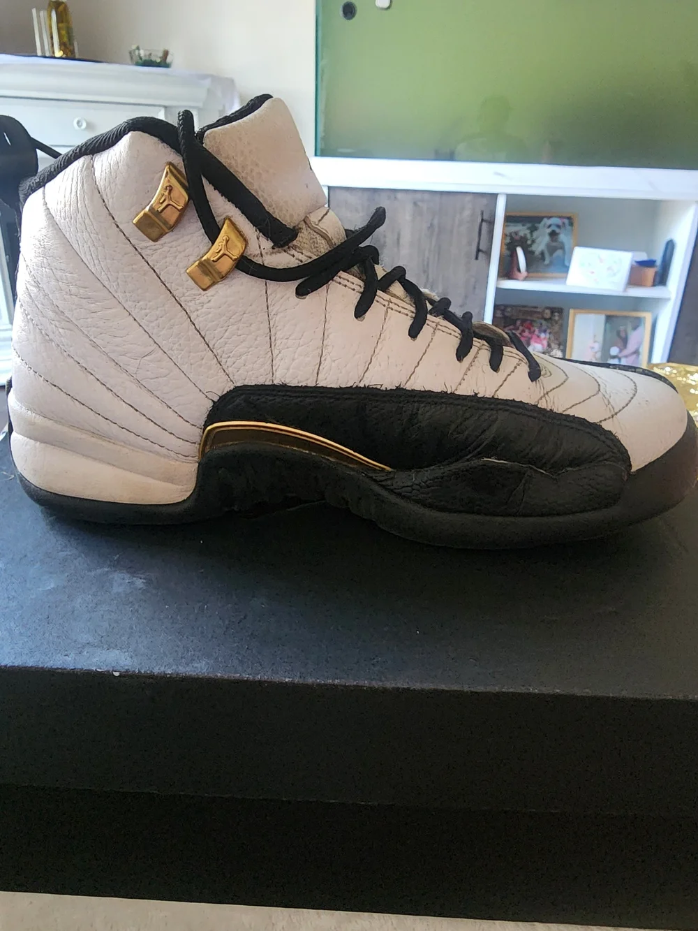 Jordan Kids' White and Black Sneakers with Gold Accents